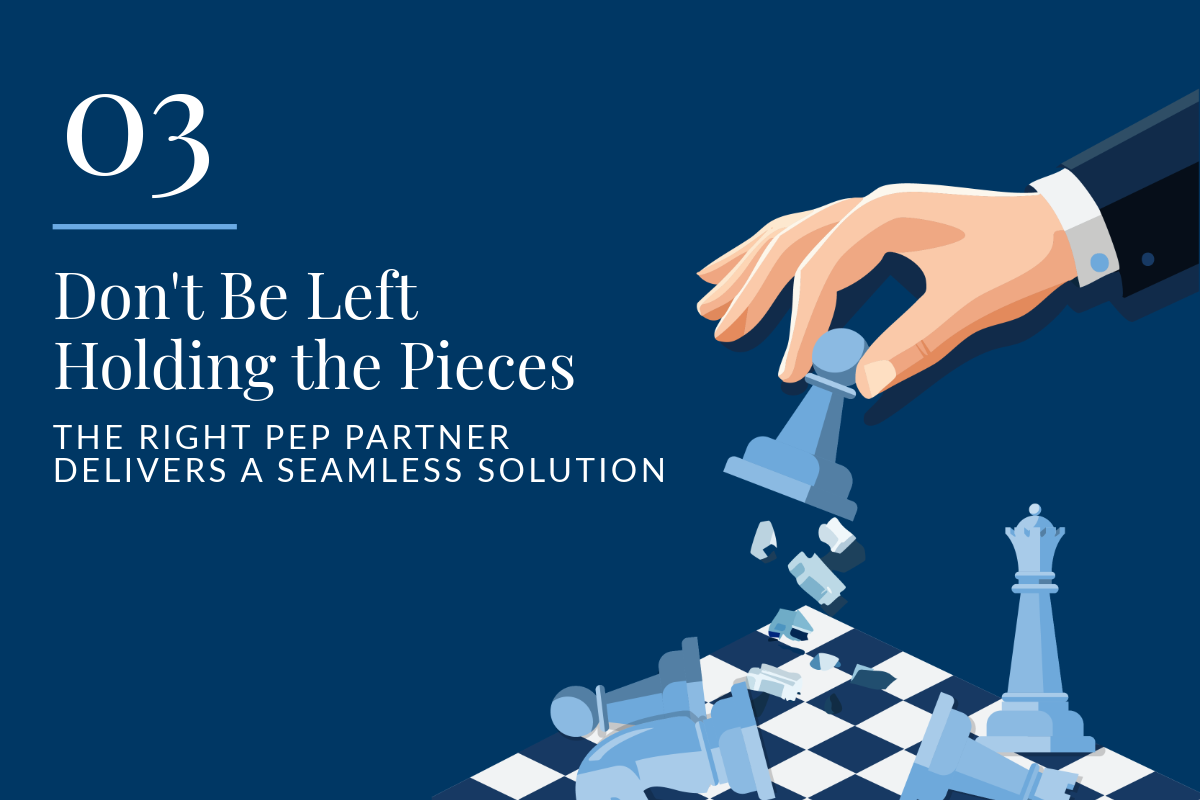 PEP Navy blue graphic step #3 - Don't be left holding the pieces