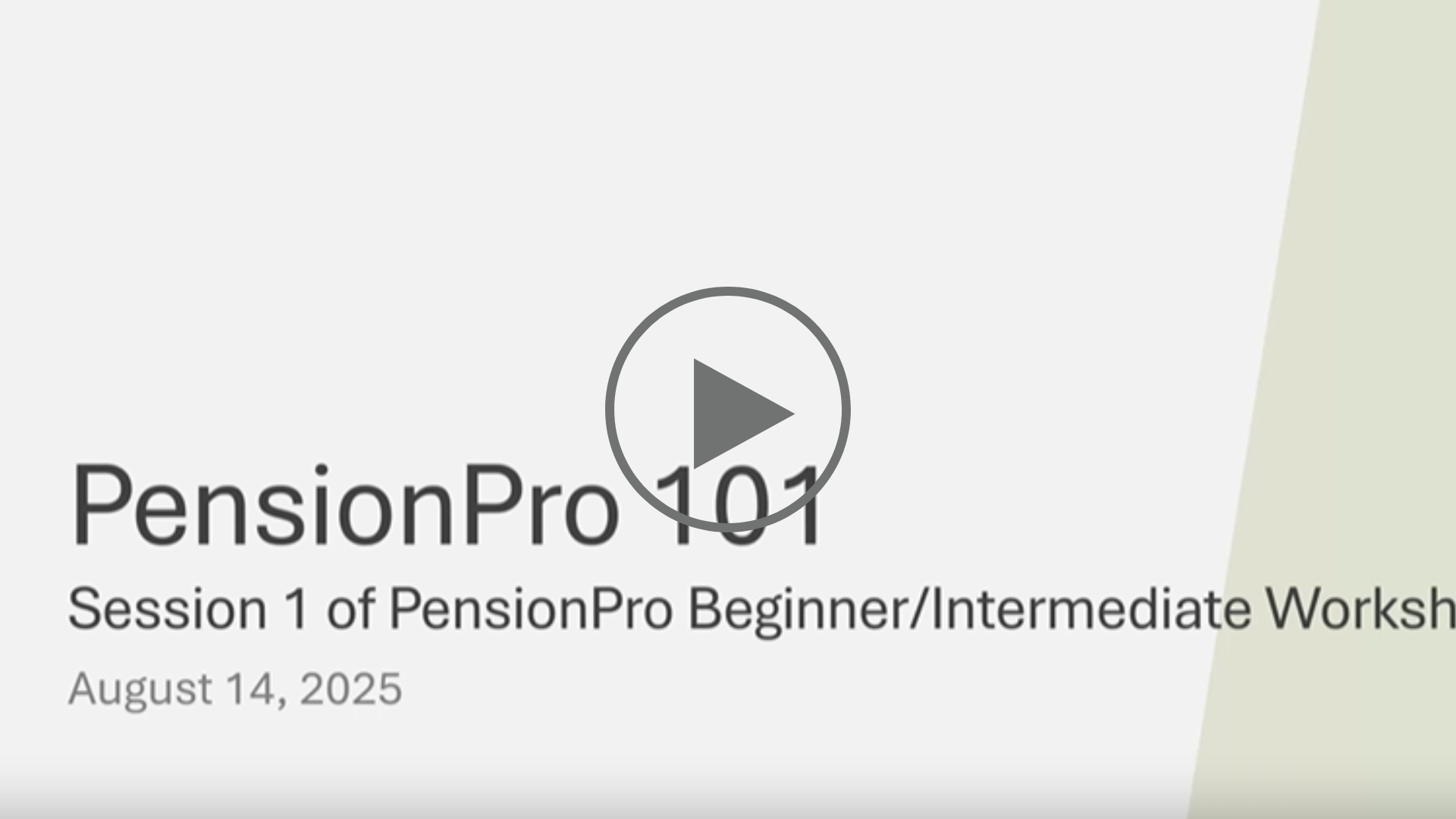 PensionPro 101 Workshop