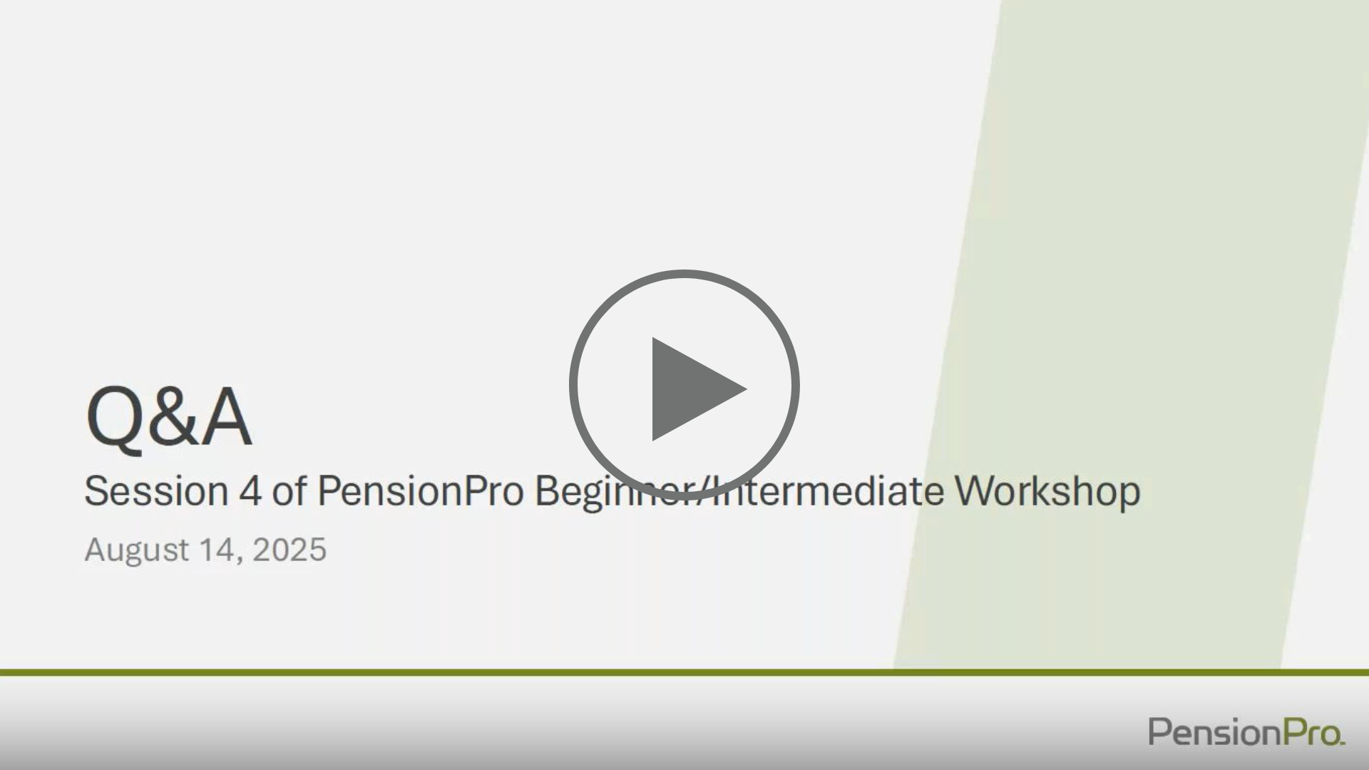 PensionPro Workshop Q&A
