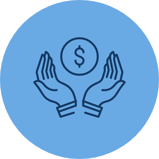 Hand and money icon